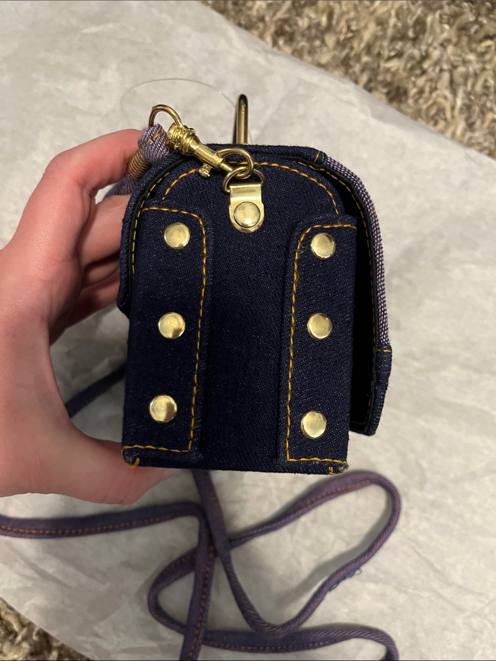 Warner Bros. Denim Harry Potter Mini Crossbody Bag in Navy with Gold Accents - Picture 4 of 6